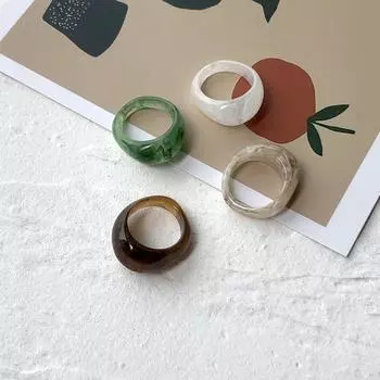 Кольцо из смолы Акрил Для вечеринок Изысканный бижутерия Ретро Винтаж Жен. Один размер Мода One Size зелёный