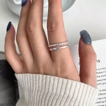 Кольцо из стерлингового серебра 925 пробы с неровным жемчугом - Женское стильное минималистичное кольцо с открытым дизайном Adjustable Open