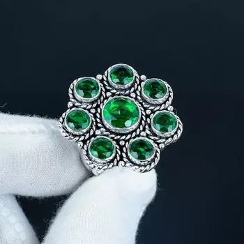 Кольцо из стерлингового серебра 925 пробы ручной работы с драгоценным камнем Зеленый Турмалин - Кольцо в богемном стиле - Украшения бохо ручной работы для женщин и мужчин, Подарки для любви US 4 зелёный