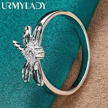 Кольцо из стерлингового серебра 925 пробы с цирконом Стрекоза для женщин, очаровательные ювелирные изделия 5