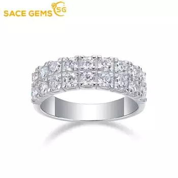 Кольцо из стерлингового серебра 925 пробы SACE GEMS с бриллиантами из муассанита и сертификатом, ювелирные изделия, свадебные обручальные кольца для женщин 5 белый