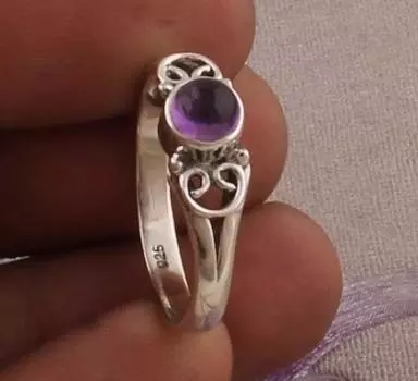 Кольцо из стерлингового серебра 925 пробы с аметистом, кольцо из цельного камня, эффектное кольцо с драгоценным камнем, свадебное кольцо, подарок на Рождество, прибл. 3,9 г 5