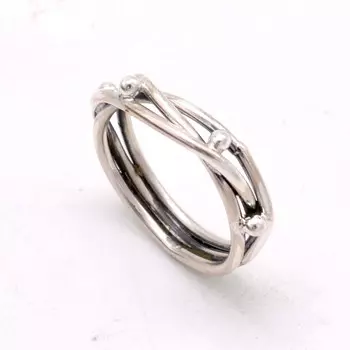 Кольцо из стерлингового серебра 925 пробы, 3 крутых провода Handamde Women Simple Ring Jewelry 4 серебряный
