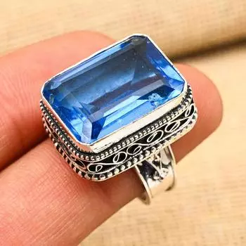 Кольцо из стерлингового серебра 925 пробы с танзанитом, винтажные ювелирные изделия ручной работы для подарка 4 синий