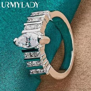 Кольцо из стерлингового серебра 925 пробы с овальным цирконом 7-10 # для женщин, модные украшения 7