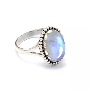 Кольцо из стерлингового серебра 925 пробы с лунным камнем, женское эффектное кольцо ручной работы из натурального драгоценного камня 4 белый