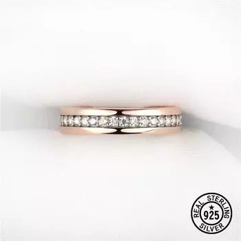 Кольцо из стерлингового серебра 925 пробы для женщин, розовое золото с кристаллами Cz, подарки на помолвку, годовщину, классические свадебные обещания, ювелирные изделия 8