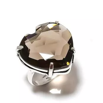 Кольцо из стерлингового серебра 925 пробы с натуральным дымчатым топазом ручной работы, размер 8 N4Z34