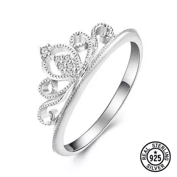 Кольцо из стерлингового серебра 925 пробы с короной, милые милые Королевские нежные кольца с прозрачным цирконом для женщин и девочек, подарки, модные изящные ювелирные изделия 8