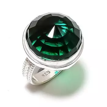 Кольцо из стерлингового серебра 925 пробы с натуральным хромдиопсидом ручной работы, размер 7 u7h19