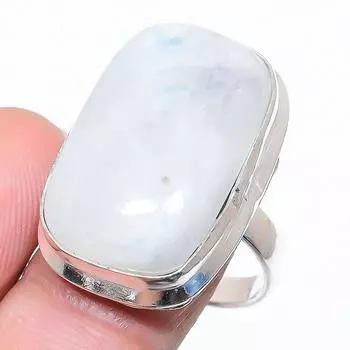 Кольцо из стерлингового серебра 925 пробы с натуральным радужным лунным камнем, размер 8,5 H8H82
