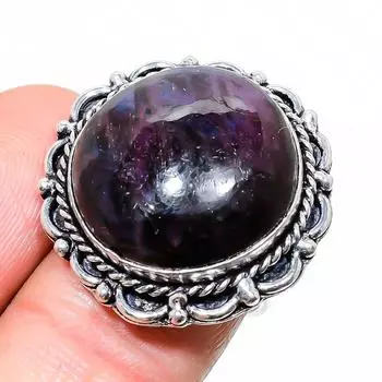 Кольцо из стерлингового серебра 925 пробы с натуральным лабрадоритом ручной работы, размер 7 y0T30