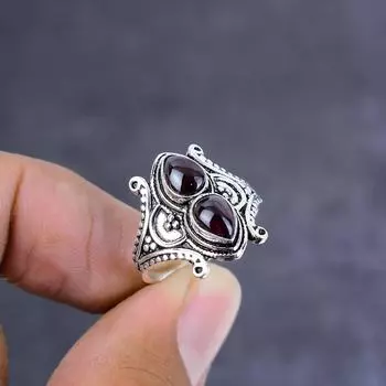 Кольцо из стерлингового серебра 925 пробы с натуральным розовым рубилитом ручной работы, размер 7 U6z08