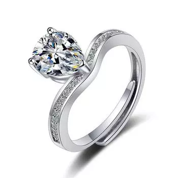 Кольцо из стерлингового серебра 925 пробы с цирконием, капли воды, свадебные украшения, кольца, обручальные для женщин и девочек, Jz003 Resizable