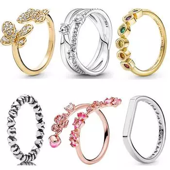 Кольцо из стерлингового серебра 925 пробы, кольцо с бабочкой и бесконечностью, камни персикового цвета, тройное кольцо с логотипом для женщин, подарок, модные украшения 5