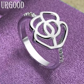 Кольцо из стерлингового серебра 925 пробы с цветком AAA и цирконом, подарок на вечеринку, модные ювелирные изделия 7#