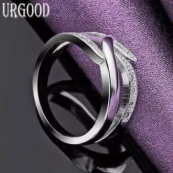 Кольцо из стерлингового серебра 925 пробы с цирконом AAA и геометрической формой, модные ювелирные изделия 7#