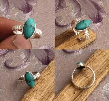 Кольцо из стерлингового серебра 925 пробы с бирюзой, кольцо из цельного камня, массивное кольцо с драгоценным камнем, свадебное кольцо, подарок на Рождество, прибл. 4,25 г 5