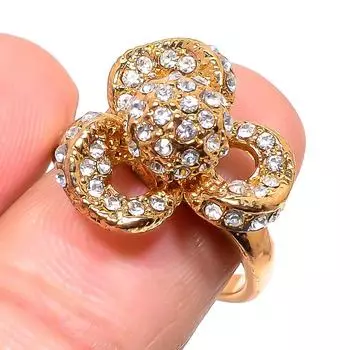 Кольцо из стерлингового серебра 925 пробы с натуральным цирконием ручной работы, размер 8 V3c66