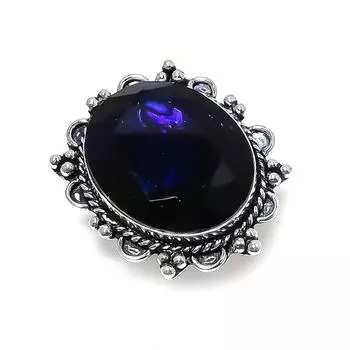 Кольцо из стерлингового серебра 925 пробы с натуральным лондонским голубым топазом ручной работы, размер 7 s2A60