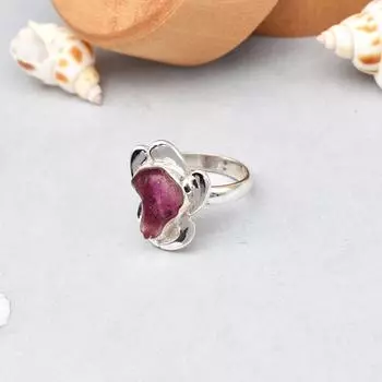 Кольцо из стерлингового серебра 925 пробы с розовым турмалином, размер 6, подарочное кольцо из США 6 US