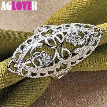 Кольцо из стерлингового серебра 925 пробы с полой резьбой, классические ювелирные изделия 6#