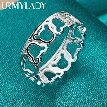 Кольцо из стерлингового серебра 925 пробы с полыми медведями 7, 8, 9, 10 для женщин, модные украшения 7