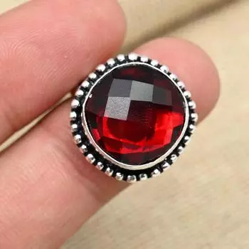 Кольцо из стерлингового серебра 925 пробы с красным гранатом ручной работы, красивое дизайнерское кольцо, подарок на годовщину 4 красный