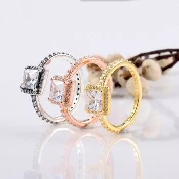 Кольцо из стерлингового серебра 925 пробы, креативное индивидуальное квадратное кольцо с кристаллом Cz для женщин, свадебная вечеринка, модные украшения 10