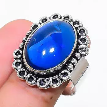 Кольцо из стерлингового серебра 925 пробы с натуральным лондонским голубым топазом, размер 6,5 m8T58