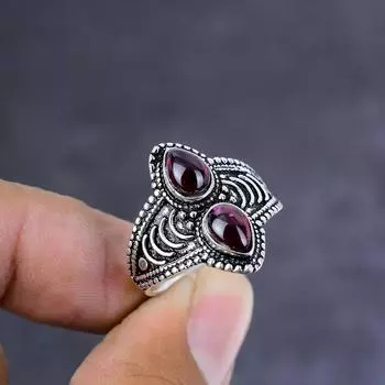 Кольцо из стерлингового серебра 925 пробы с натуральным розовым рубилитом ручной работы, размер 8 L4f44