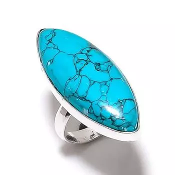 Кольцо из стерлингового серебра 925 пробы с натуральным бирюзовым камнем Santa Rosa, размер 5,5 S2D20