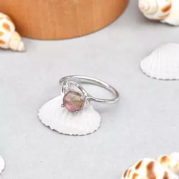 Кольцо из стерлингового серебра 925 пробы с натуральным двухцветным турмалином, размер 5,5, подарок США 5.5 US