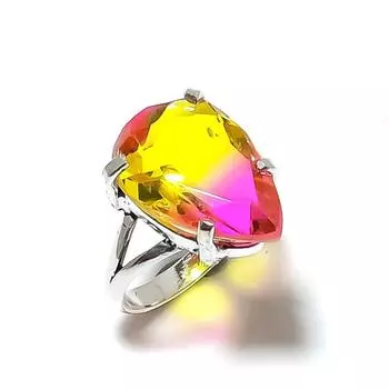 Кольцо из стерлингового серебра 925 пробы с натуральным двухцветным турмалином, размер 7 V1F25