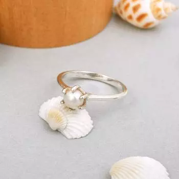 Кольцо из стерлингового серебра 925 пробы с натуральным жемчугом, размер 7 (США), подарочное кольцо 7 US