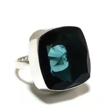 Кольцо из стерлингового серебра 925 пробы с натуральным индиколитом и турмалином ручной работы, размер 9 w0p24