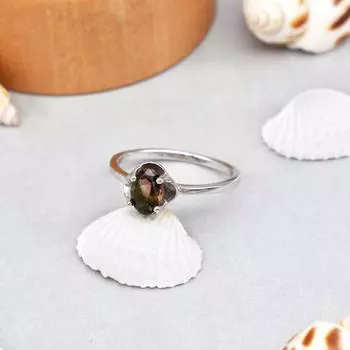 Кольцо из серебра 925 пробы с натуральным двухцветным турмалином, размер 6,75, подарочное кольцо на Рождество, выпускной, крестины 6.75 US