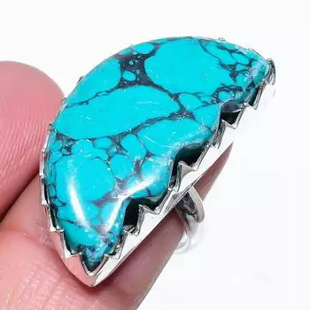 Кольцо из стерлингового серебра 925 пробы с натуральным бирюзовым камнем Santa Rosa, размер 8,5 v0h03