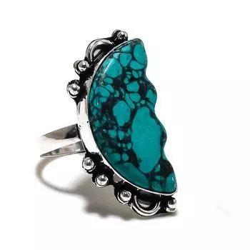 Кольцо из стерлингового серебра 925 пробы с натуральным бирюзовым камнем Santa Rosa, размер 11,5 H8a27