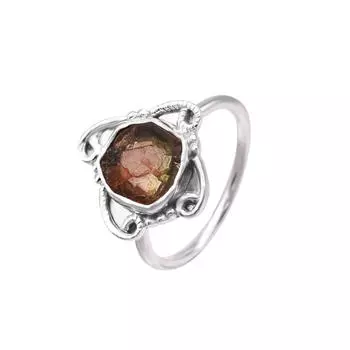 Кольцо из стерлингового серебра 925 пробы, двухцветное, с необработанным драгоценным камнем, турмалином, размер 8, подарок США 8 US