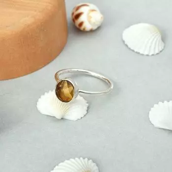 Кольцо из стерлингового серебра 925 пробы с натуральным турмалином огранки «желтая роза» 8 подарок США 8 US