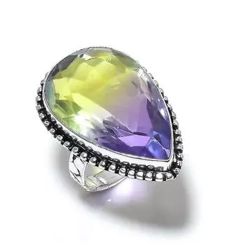Кольцо из стерлингового серебра 925 пробы с натуральным двухцветным турмалином, размер 6 h4T25