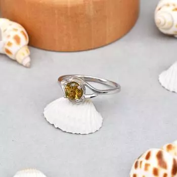 Кольцо из стерлингового серебра 925 пробы с натуральным желтым турмалином 6,75 пробы, подарок США для нее 6.75 US