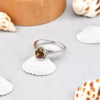 Кольцо из серебра 925 пробы с натуральным арбузно-турмалином, размер 6, подарок от США 6 US