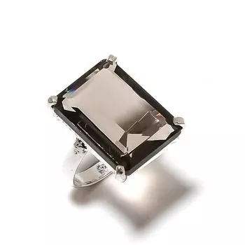 Кольцо из стерлингового серебра 925 пробы с натуральным дымчатым топазом ручной работы, размер 7 v3C07