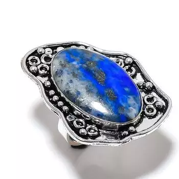 Кольцо из стерлингового серебра 925 пробы с натуральным лазуритом ручной работы, размер 9 w8W36