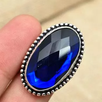Кольцо из стерлингового серебра 925 пробы с голубым сапфиром, созданное в лаборатории, подарок для женщин 4 синий