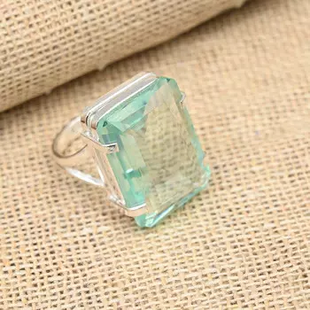 Кольцо из стерлингового серебра 925 пробы с аква-апатитом и драгоценным камнем ручной работы для женщин 4 синий