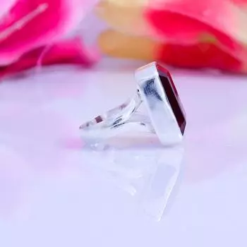 Кольцо из стерлингового серебра 925 пробы с мозамбикским гранатом ко Дню святого Валентина, все размеры 14.05 MM красный