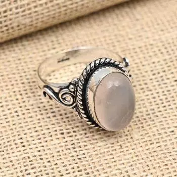 Кольцо из стерлингового серебра 925 пробы с розовым кварцем и драгоценным камнем ручной работы для свадебного подарка 4 розовый